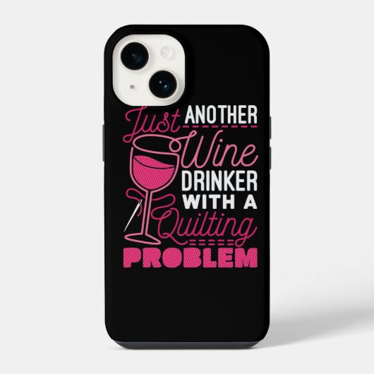 キルト作りに夢中のただのワイン好き iPhoneケース (裏面)