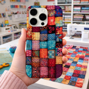 キルト愛好家のデザイン- Patchwork Art iPhone 16 Proケース