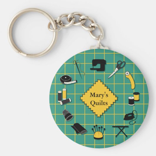 キルト時間ラベルのカスタマイズ キーホルダー (正面)