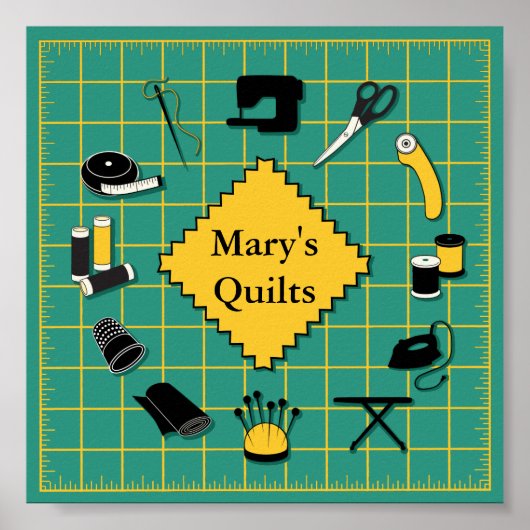 キルト時間ラベルのカスタマイズ ポスター (正面)