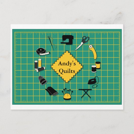 キルト時間ラベルのカスタマイズ ポストカード (正面)