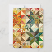 キルト柄ラブウェディング花嫁新郎平和 招待状 (裏面)