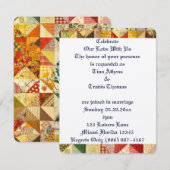 キルト柄ラブウェディング花嫁新郎平和 招待状 (正面/裏面)