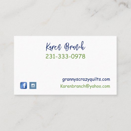 キルト熱狂するカスタム 名刺 (裏面)