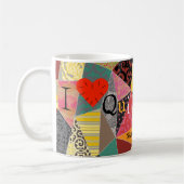 キルト熱狂するパッチワークIラブキルティングモノグラムの コーヒーマグカップ (左)