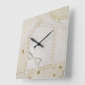 キルト熱狂する刺しゅうデザイン壁時計 スクエア壁時計 (傾斜)