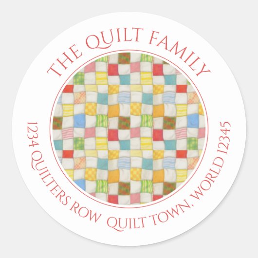 キルト熱狂する小ラウンドアドレス封筒用シール ラウンドシール (正面)