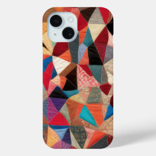 キルト熱狂する抽象芸術パターン iPhone 15ケース