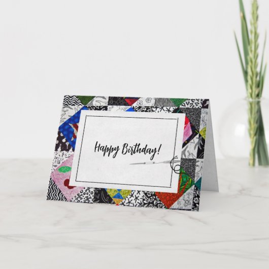 キルト熱狂する誕生日 カード (正面)