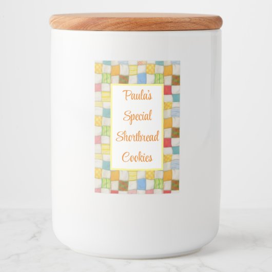 キルト熱狂する2"X3"フードコンテナラベル（垂直） フードラベル (正面)