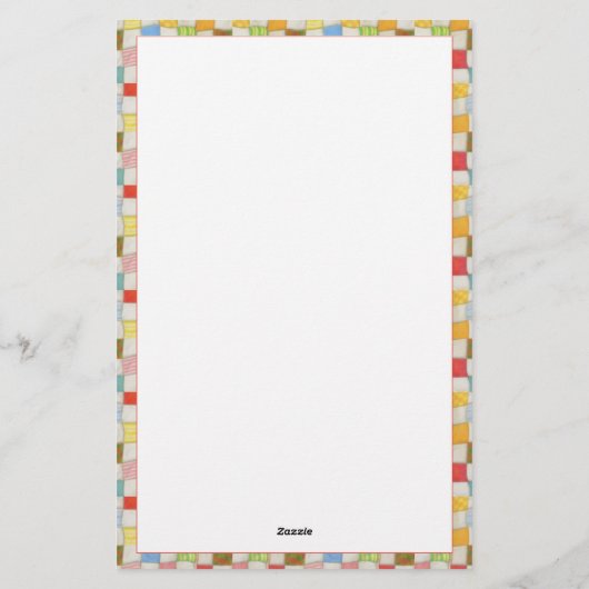 キルト熱狂する5.5x8.5ひな形 便箋 (裏面)