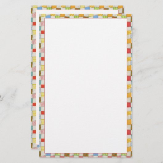 キルト熱狂する5.5x8.5ひな形 便箋 (正面/裏面)