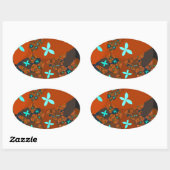 キルト熱狂する – フラクタル抽象デザイン 楕円形シール (シート)