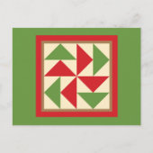 キルト葉書 – Dutchmanのパズル(赤/緑) ポストカード (正面)