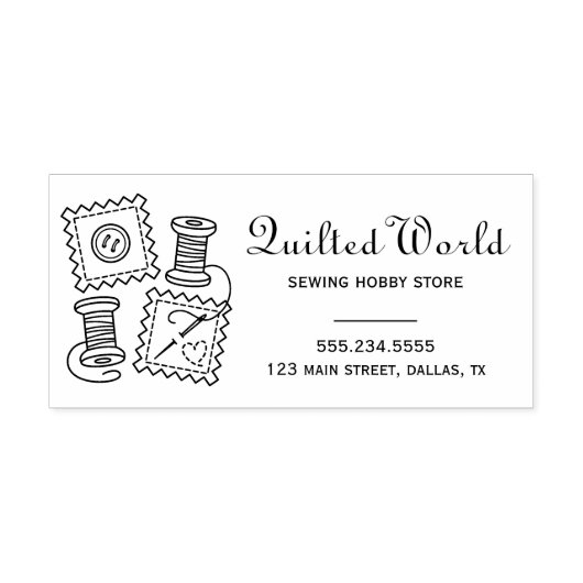 キルト裁縫クラフトホビービジネスストアアドレス ラバースタンプ (インプリント)