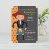 キルト誕生日パーティーを持つスコットランドの子供 招待状 (スタンド正面)