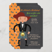 キルト誕生日パーティーを持つスコットランドの子供 招待状 (正面/裏面)