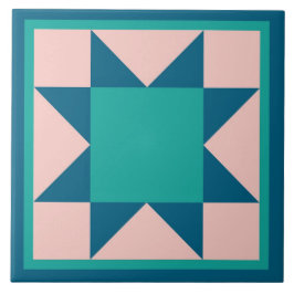 キルトTrivet -鋸歯の星(ティール（緑がかった色）) タイル