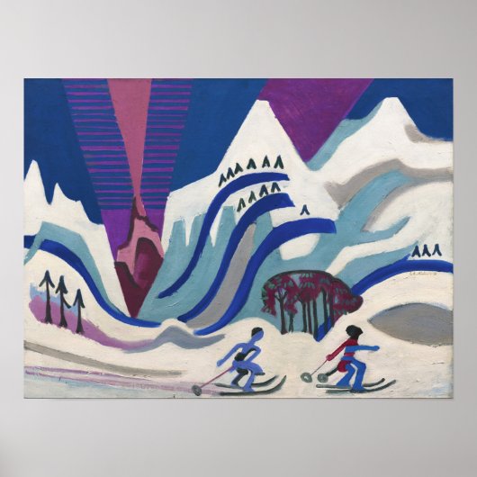 キルヒナー - スキーの帆のある雪山 1928 ポスター (正面)