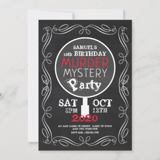 キルボード誕生日パーティー殺人事件 招待状 (正面)