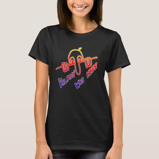 キルロイはここレインボーカラーWWII Tシャツ (正面)