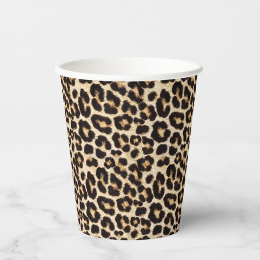 キレイなヒョウの毛皮 |ファーフェイクパターン 紙コップ (正面)
