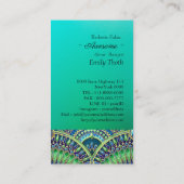 キレイな青と緑　孔雀デザイン 名刺 (裏面)