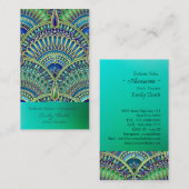 キレイな青と緑　孔雀デザイン 名刺 (正面/裏面)