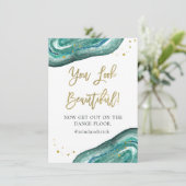 キレイに見える |ティール（緑がかった色）金ゴールド結婚ズ 招待状 (スタンド正面)