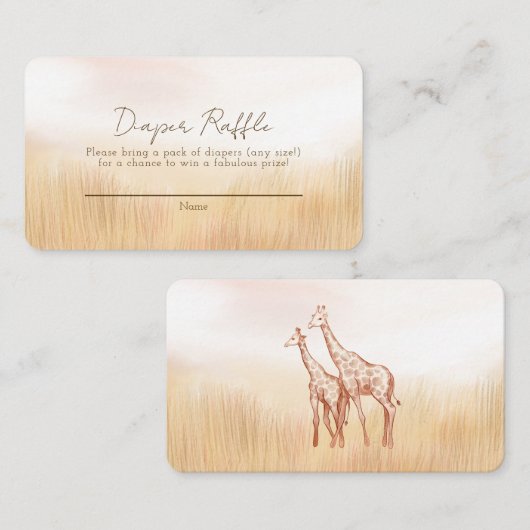 キレーフサバナ赤ちゃんシャワーおむつラッフル エンクロージャーカード (正面/裏面)