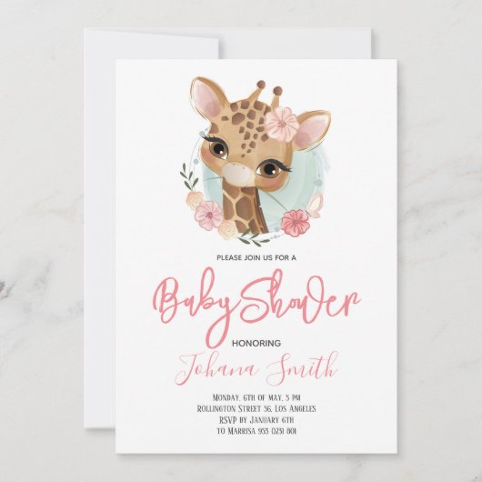 キレーフサファリキュートベビーシャワー招待状 招待状 (正面)