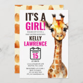 キレーフサファリベビーガールシャワー 招待状 (正面/裏面)