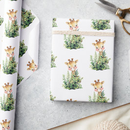 キレーフサファリ動物の水の色ベビーシャワー ラッピングペーパー