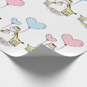 キレーフピンクブルーバルーンママベビージェンダーリビール ラッピングペーパー (角)