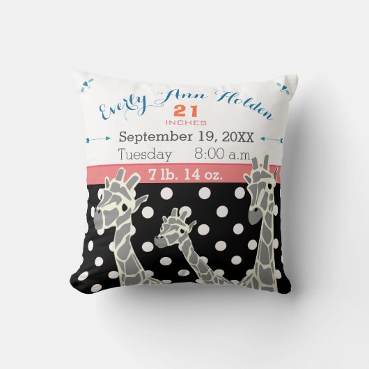 キレーフファミリーベビーガール誕生レコード誕生統計 クッション (正面)