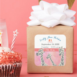 キレーフファミリーベビーガール誕生レコード誕生統計 スクエアシール