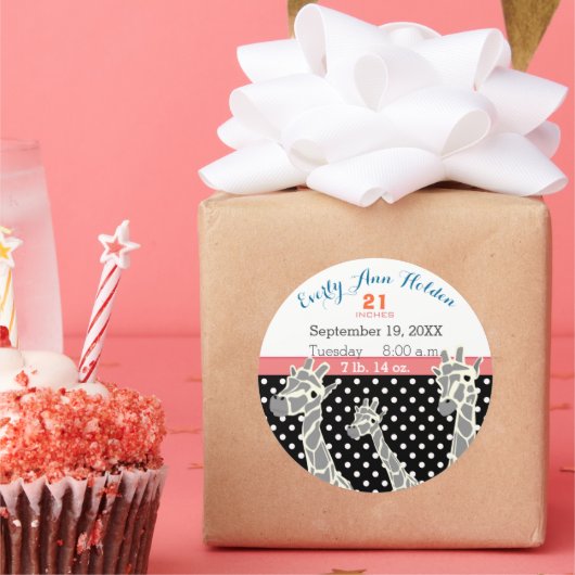 キレーフファミリーベビーガール誕生レコード誕生統計 ラウンドシール (パーティー)