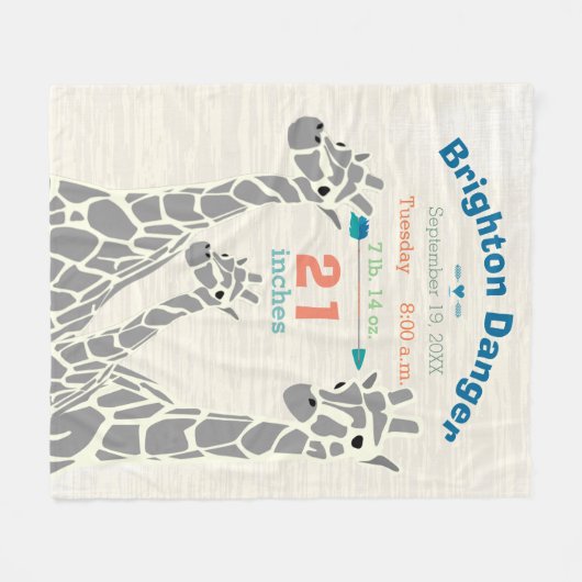 キレーフファミリー男の赤ちゃん統計誕生記録 フリースブランケット (正面(横))