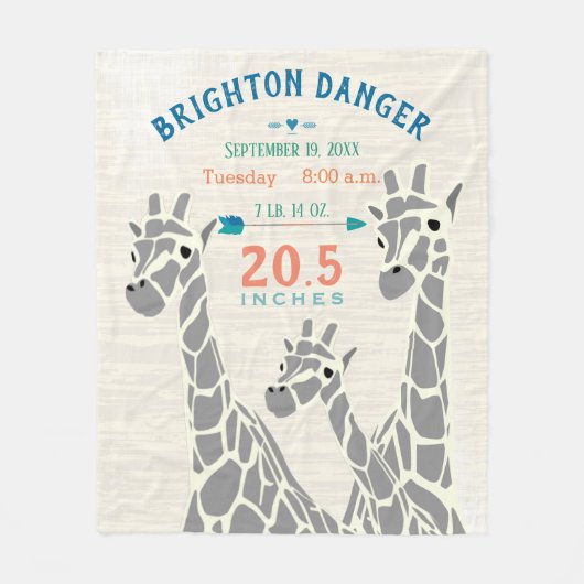 キレーフファミリー男の赤ちゃん統計誕生記録 フリースブランケット (正面)