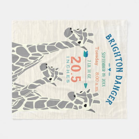 キレーフファミリー男の赤ちゃん統計誕生記録 フリースブランケット (正面(横))