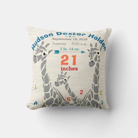 キレーフファミリー男の赤ちゃん誕生レコード誕生統計 クッション (正面)