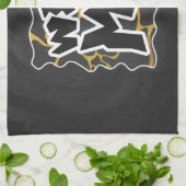 キレーフブラックアンドイエロープリント キッチンタオル (折り畳み)