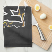 キレーフブラックアンドイエロープリント キッチンタオル (四つ折り)