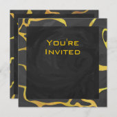 キレーフブラックアンドイエロープリント 招待状 (正面/裏面)