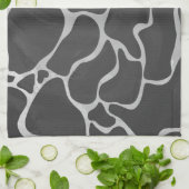 キレーフブラックアンドライトグレープリント キッチンタオル (折り畳み)