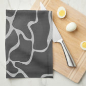 キレーフブラックアンドライトグレープリント キッチンタオル (四つ折り)