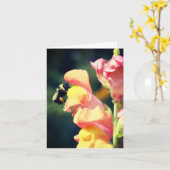 キンギョソウとミツバチの花の写真メモ カード (黄色い花)