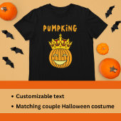 キングおもしろいパンプキンプンカップルのハロウィーンの衣装 Tシャツ