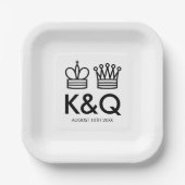 キングとクイーンチェスのアイコンの結婚式パーティーのプレート ペーパープレート (正面)