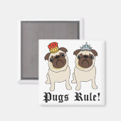 キングとクイーンパグの磁石 マグネット (正面/裏面)